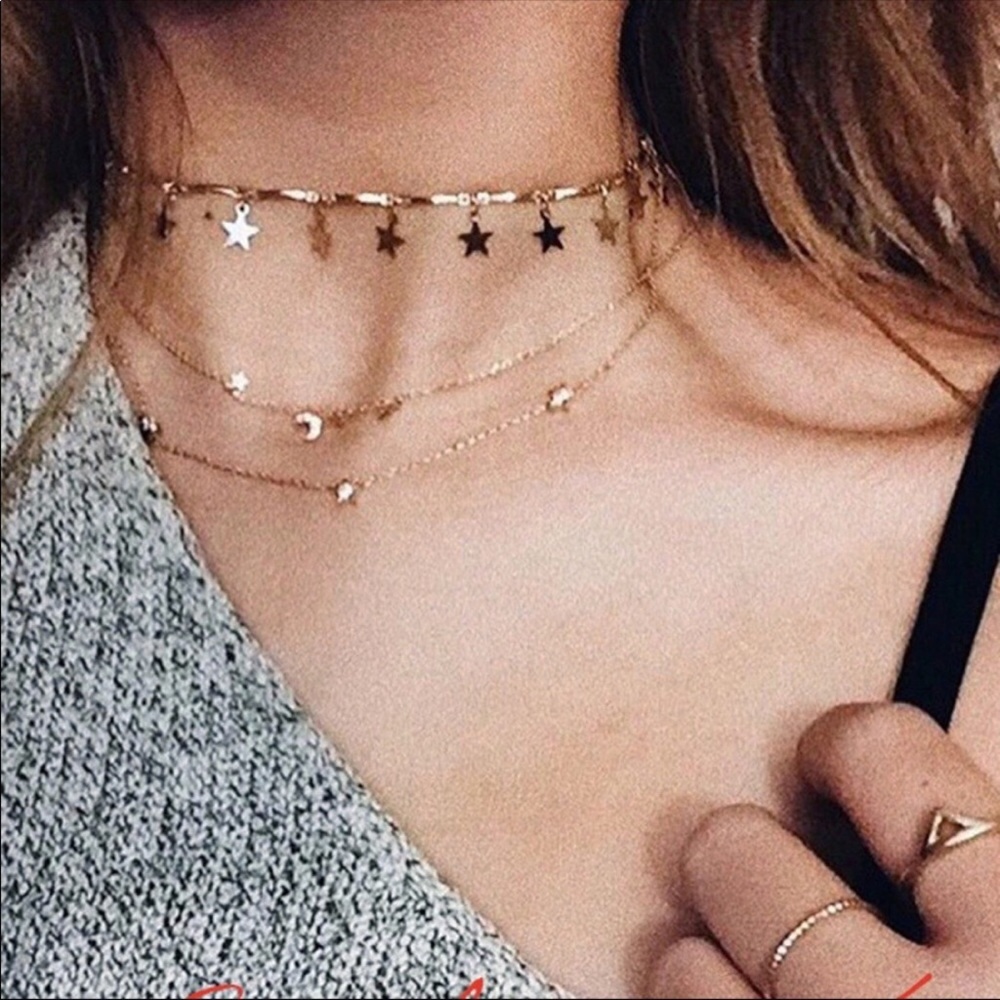 Stars Fall Gold Choker Necklace